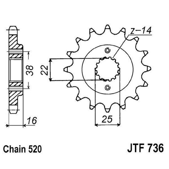Reťazové koliečko JT JTF 736-15 15T, 520